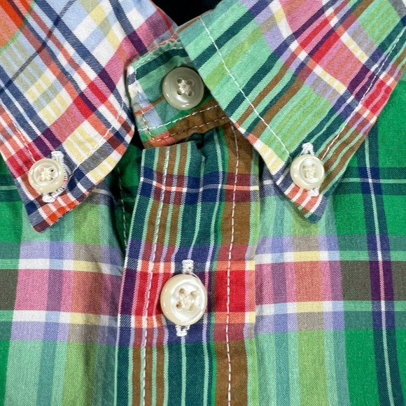 Ralph Lauren Shirt Youth Boys Large Green Plaid Long Sleeve Button Down Casual - Picture 8 of 14